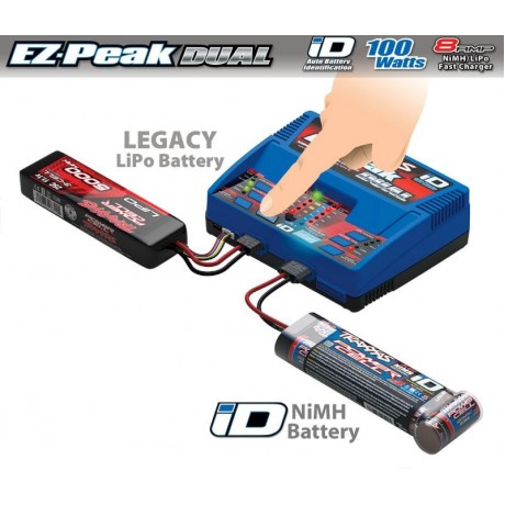 TRAXXAS 2972GX Charger EZ-Peak Plus 100W Duo LiPo/NiMH with iD Aut Battery NEW Version