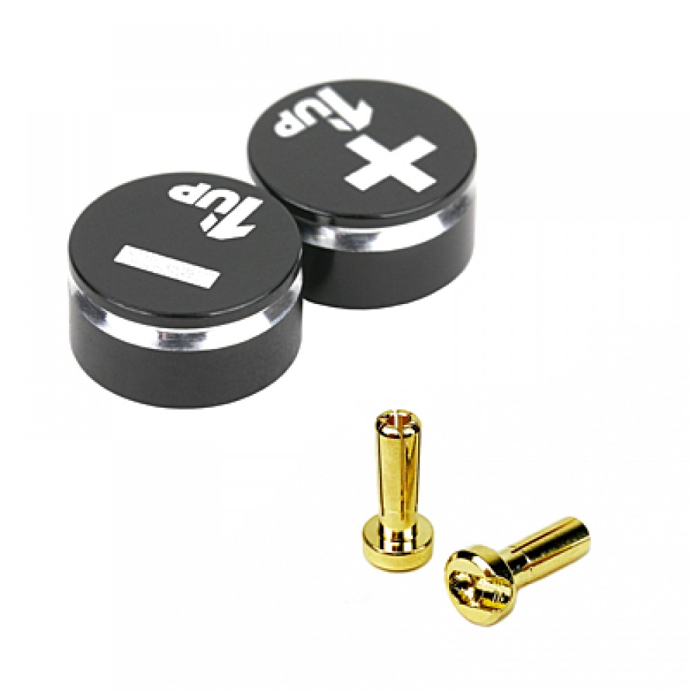 1UP RACING LowPro Bullet Plug Grips – Black/Black + LowPro Bullet Plugs 4mm (2pcs)