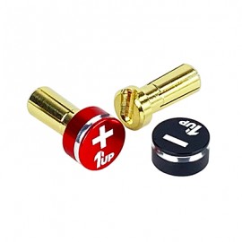 1UP RACING LowPro Bullet Plug Grips – Red/Black + LowPro Bullet Plugs 5mm (2pcs)
