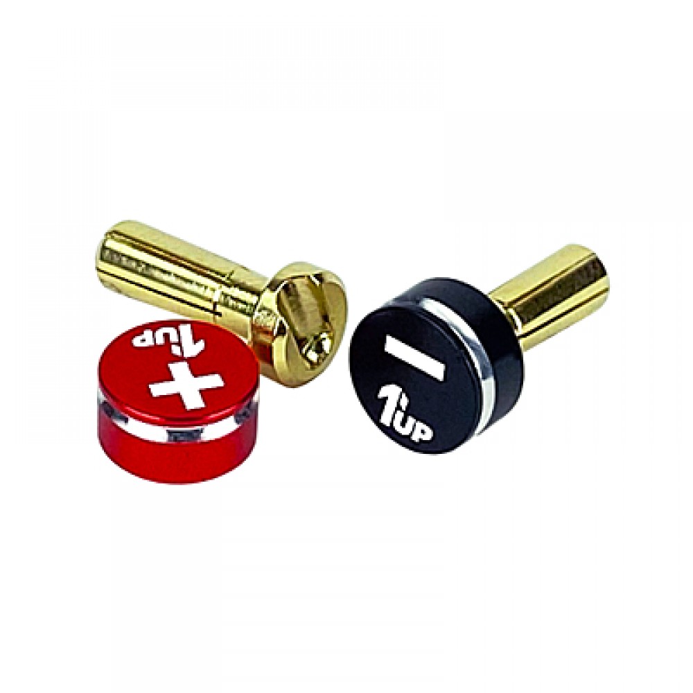 1UP RACING LowPro Bullet Plug Grips – Red/Black + LowPro Bullet Plugs 4mm (2pcs)