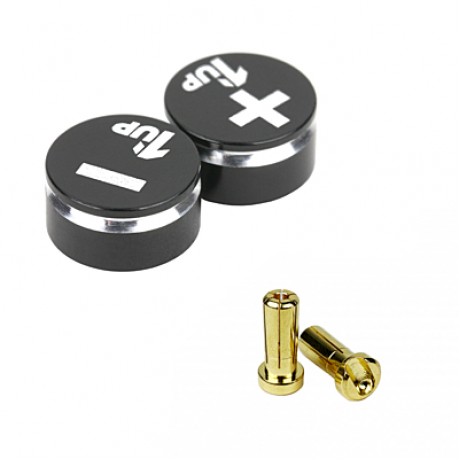 1UP RACING LowPro Bullet Plug Grips – Black/Black + LowPro Bullet Plugs 5mm (2pcs)