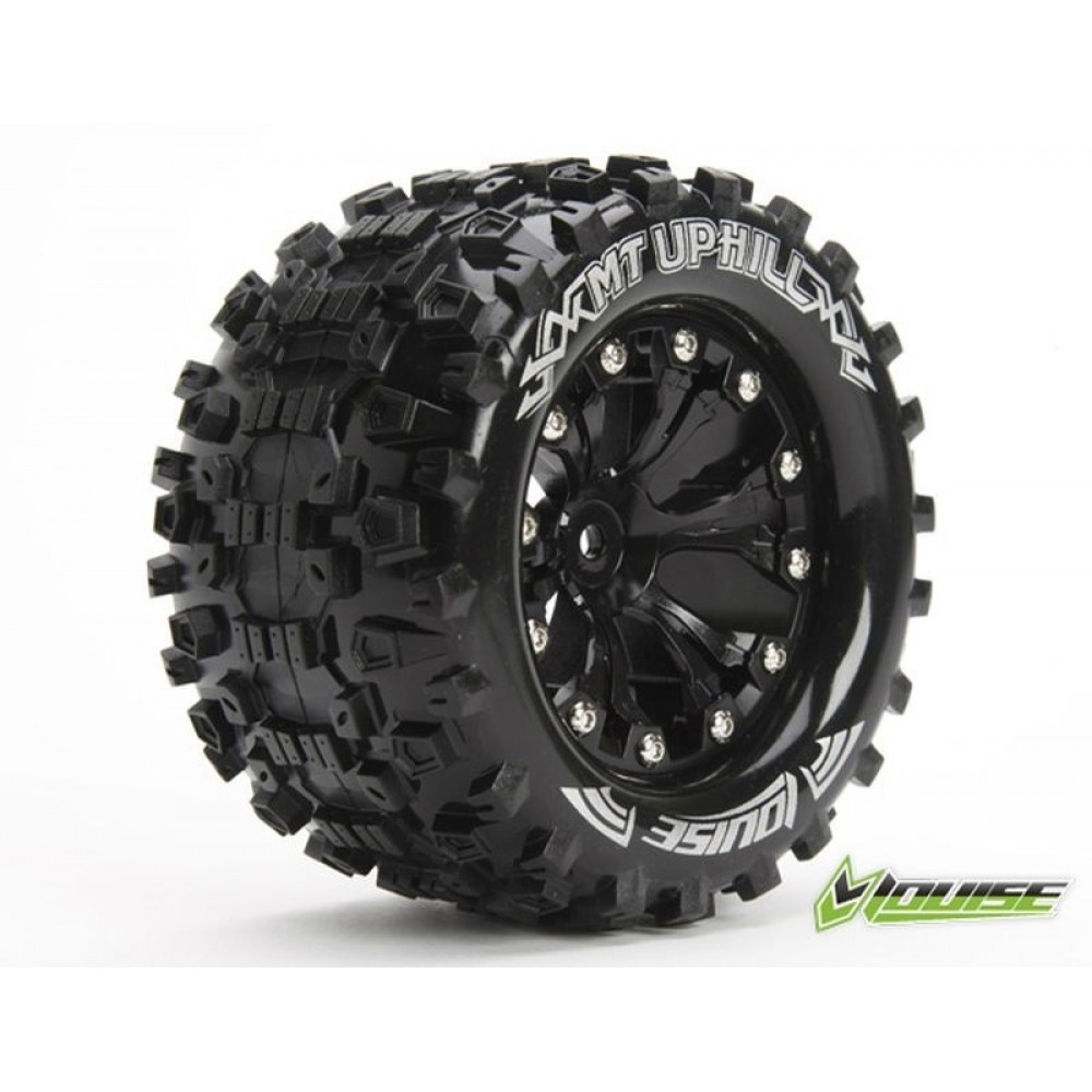 LOUISE MT-Uphill soft on 2.8 rim black 12mm (1/2-Offset) 1/10 Monster Truck - TRX 2WD front/4WD front/rear, Nitro rear (2pcs)