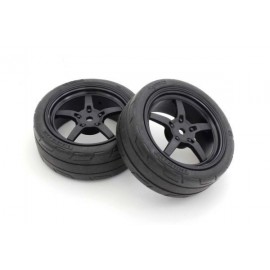 KYOSHO FATH705BKM Pre-Glued Tyres FZ02 5-Spoke Black 1:10 Fazer 2.0 Medium (2pcs) 