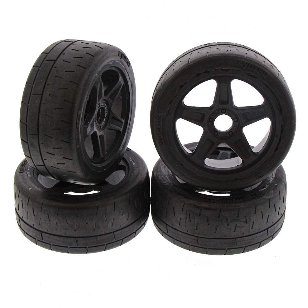 KYOSHO TYRES ON GT BLACK WHEELS (4pcs)