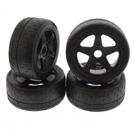 KYOSHO TYRES ON GT BLACK WHEELS (4pcs) 