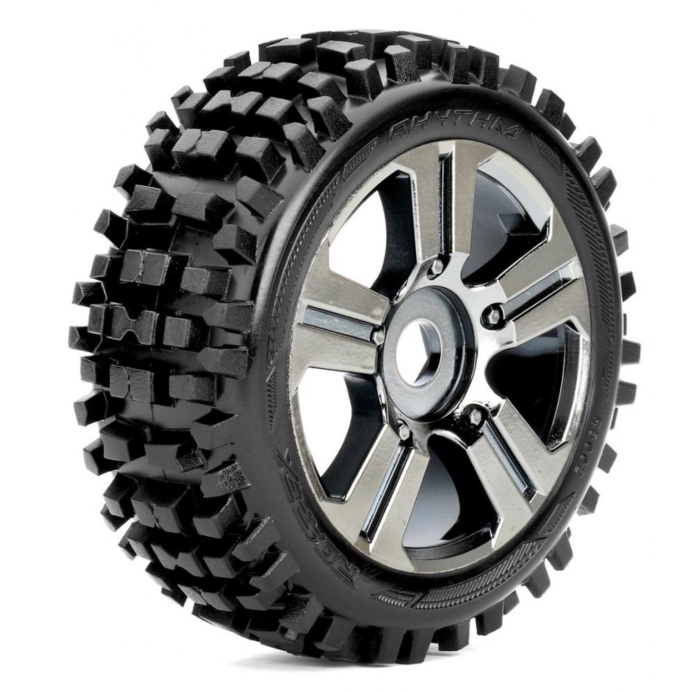 ROAPEX Buggy 1:8 tyre RHYTHM on Black Chrome wheels 17mm (4pcs)