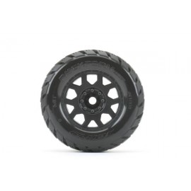 JETKO Extreme Tyre Monster Truck Rockform Belted on 3.8" 17mm Black Rims  1/8  (2pcs) 