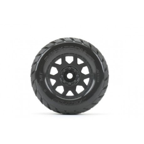 JETKO Extreme Tyre Monster Truck Rockform Belted on 3.8" 17mm Black Rims  1/8  (2pcs)