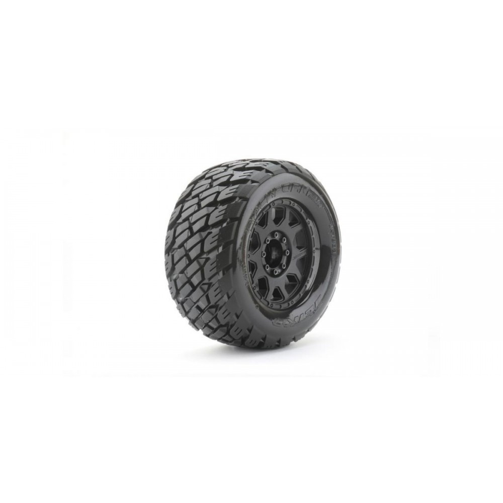 JETKO Extreme Tyre Monster Truck Rockform Belted on 3.8" 17mm Black Rims  1/8  (2pcs)