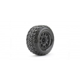 JETKO Extreme Tyre Monster Truck Rockform Belted on 3.8" 17mm Black Rims  1/8  (2pcs) 