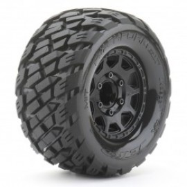 JETKO Extreme Tyre Monster Truck Rockform Belted on 3.8" 17mm Black Rims  1/8  (2pcs) 