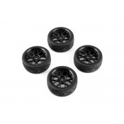 YEAH RACING Spec T CS Wheel Offset 3 with Tire for 1/10 Touring Black (4pcs)