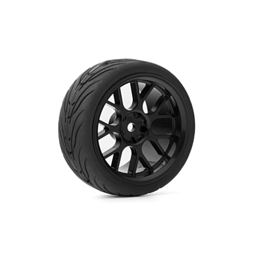 YEAH RACING Spec T CS Wheel Offset 3 with Tire for 1/10 Touring Black (4pcs)