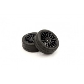 KYOSHO FATH702BKM Pre-Glued Tyres 15 Spokes Black Wheels 1:10 Fazer 2.0 Medium (2pcs) 