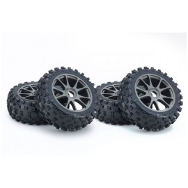 KYOSHO Glued on gun metal rim Tyres (Unpackaged) Inferno Neo 3.0 (4pcs)