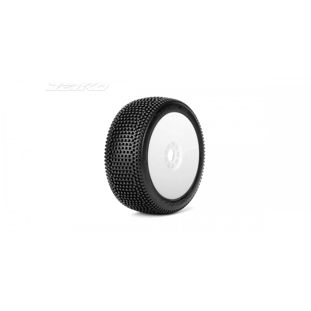 JETKO Block In Super Soft 1:8 Buggy Pre-glued White Revo Rims (2pcs)