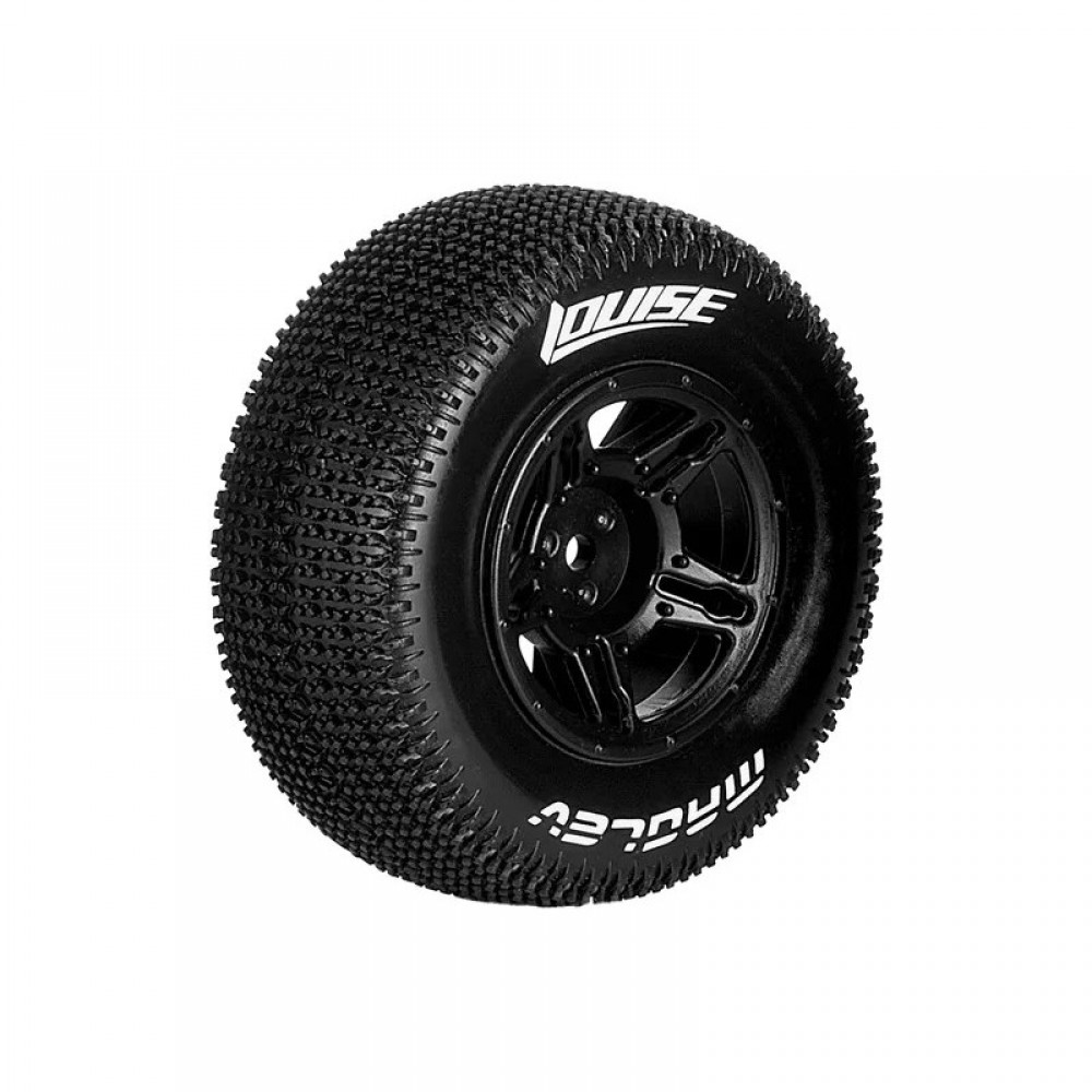 LOUISE MAGLEV - 1/10 Short Course Tire Set - Mounted - Soft - Black Wheels - Hex 12mm (2pcs)