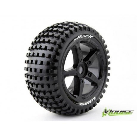 LOUISE T-Rock tires medium-soft on rim black 17mm 1/8 combustion engine Truggy ​(2pcs)