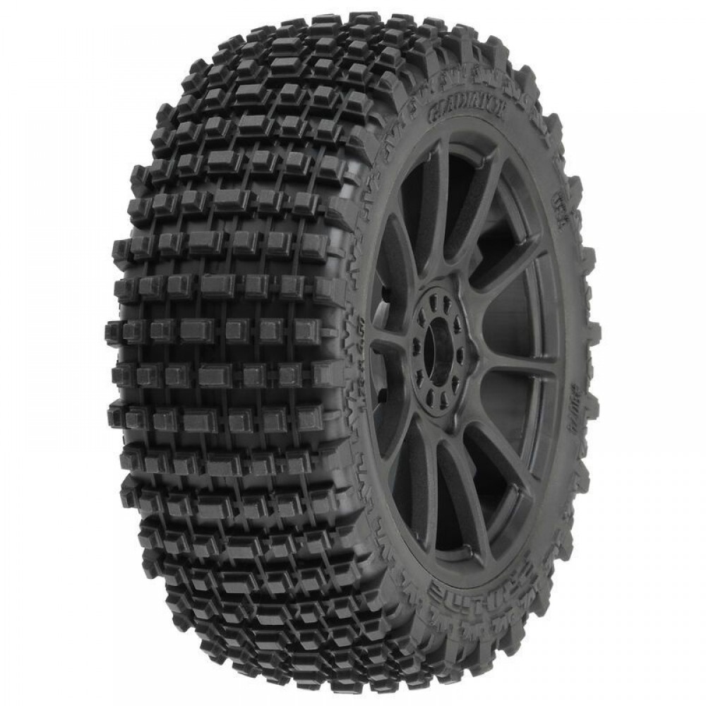 PROLINE SLVR Gladiator M2 (medium) on rim Mach10 black combustion engine 1:8 off road (2pcs)