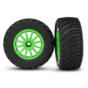 TRAXXAS 7473X Green 12-Spoke Rally Wheels w/ Rally Tires (2pcs)