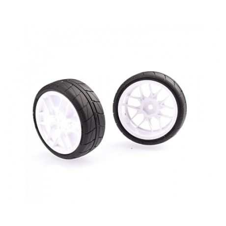 SWEEP 1/10 HANKOOK Tread Belted Pre-Glued D-com Tires for Asphalt (34deg, EXP-C Inserts (4pcs)