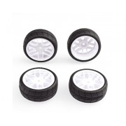SWEEP 1/10 HANKOOK Tread Belted Pre-Glued D-com Tires for Asphalt (34deg, EXP-C Inserts (4pcs)