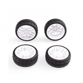 SWEEP 1/10 HANKOOK Tread Belted Pre-Glued D-com Tires for Asphalt (34deg, EXP-C Inserts (4pcs)
