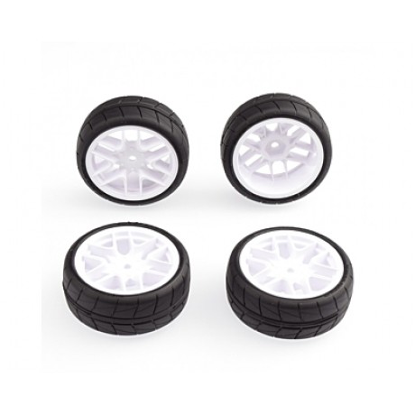 SWEEP 1/10 HANKOOK Tread Belted Pre-Glued D-com Tires for Asphalt (34deg, EXP-C Inserts (4pcs)