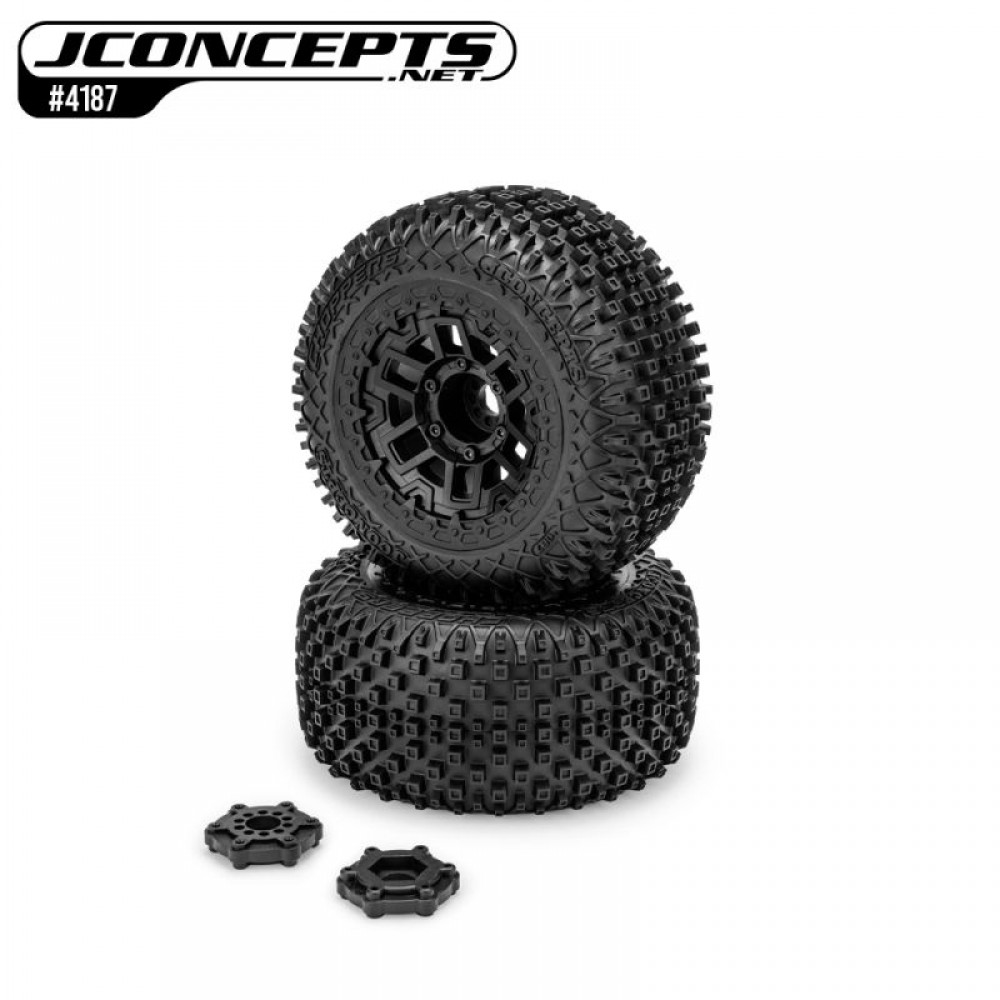 JCONCEPTS Choppers 5.88 medium tires on 3477 black rims TRX MAXX, ARRMA Kraton & Kagama 4S (2pcs)       