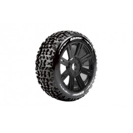 LOUISE - B-MAZINGER - 1-8 Buggy Tyre Set - Mounted - Soft - Black Spoke Wheels - Hex 17mm (2pcs) 
