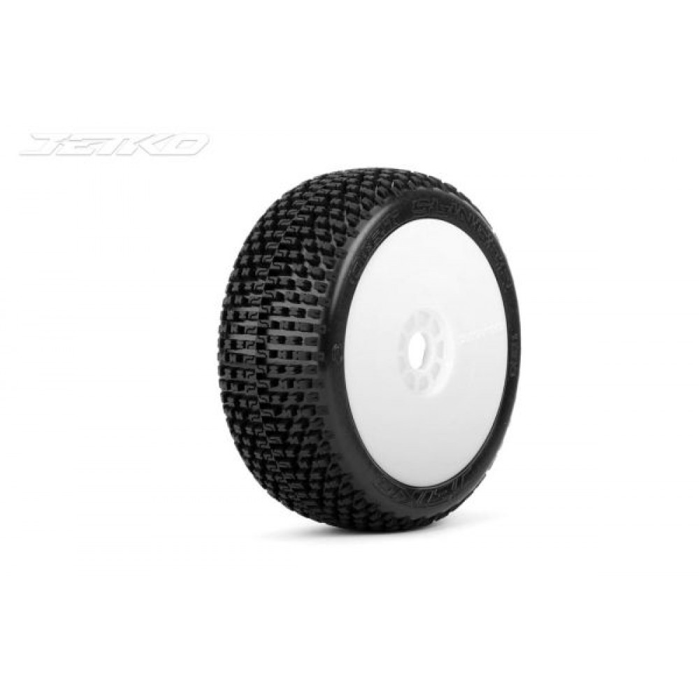JETKO Dirt Slinger Super Soft 1:8 Buggy Pre-glued White Revo Rims (2pcs)