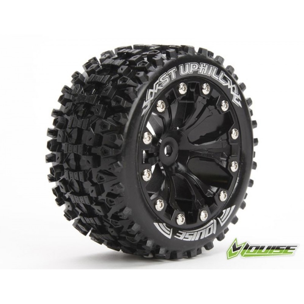 LOUISE ST-Uphill soft on 2.8 rim black 12mm (1/2-Offset) 1/10 Stadium Truck - TRX 2WD front/4WD front/rear, Nitro rear (2pcs)