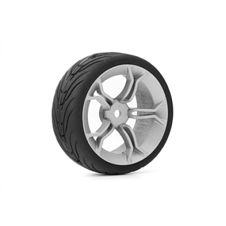 YEAH RACING Spec T MS Wheel Offset 3 with Tire for 1/10 Touring Silver (4pcs)