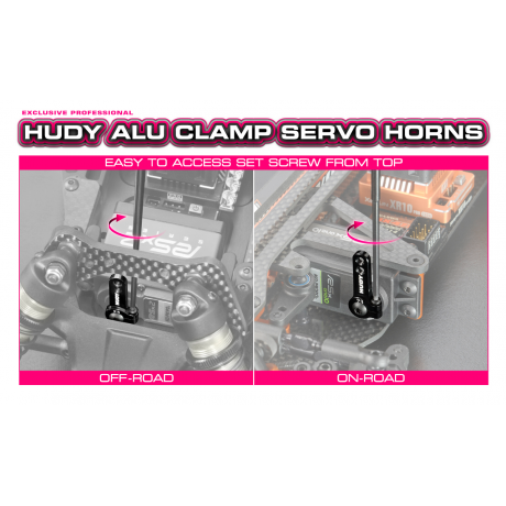 HUDY ALU CLAMP SERVO HORN - FUTABA, SAVÖX - 2-HOLE M3 - 25T 
